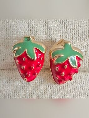 Mini Strawberry Enamel Stud Earrings